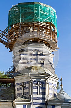 Dome of the church in scaffolding round shape